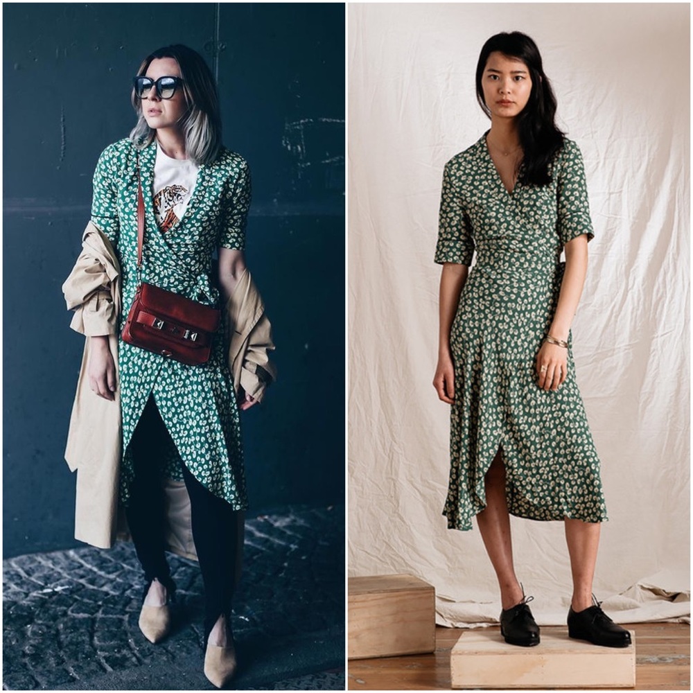 Ganni Dalton Floral Wrap Midi Dress 34